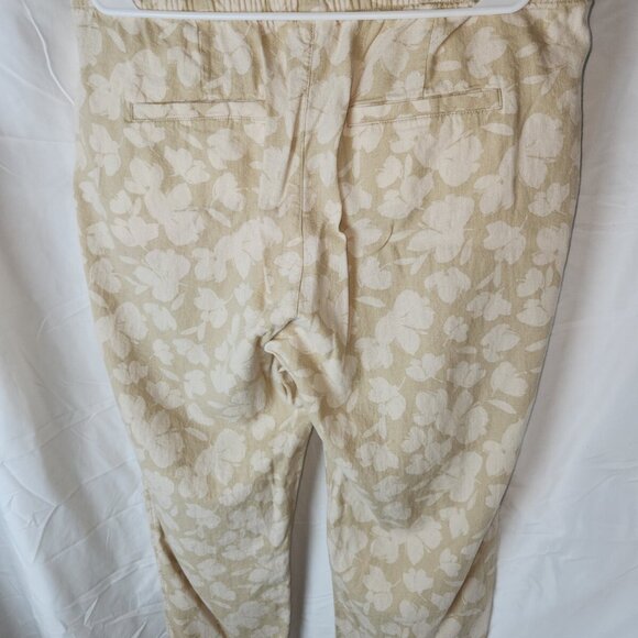 GAP, long, baggy, pants, beige & cream, elastic waist, linen, size XL - Picture 14 of 16